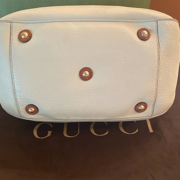 Authentic Gucci Madison Hobo w/ Crocodile Web Cream Leather Brown Top Handles - Picture 7 of 16